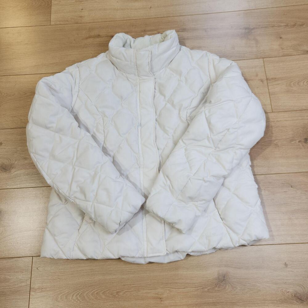 Eddie Bauer Goose Down Jacket Womens 2XL White Quilted Puffer Full Zip Outdoor